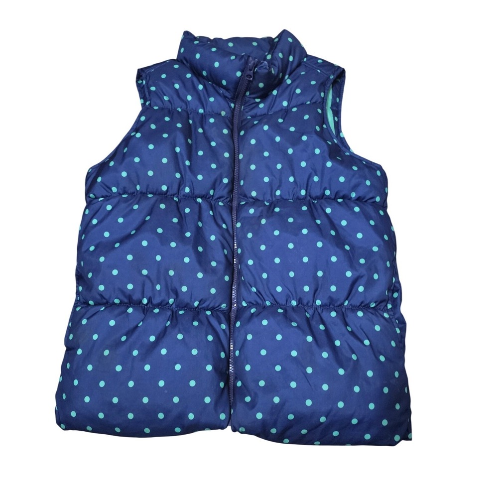 Old Navy Girls‎ Navy Teal Polka Dot Puffer Vest Size XXL 16